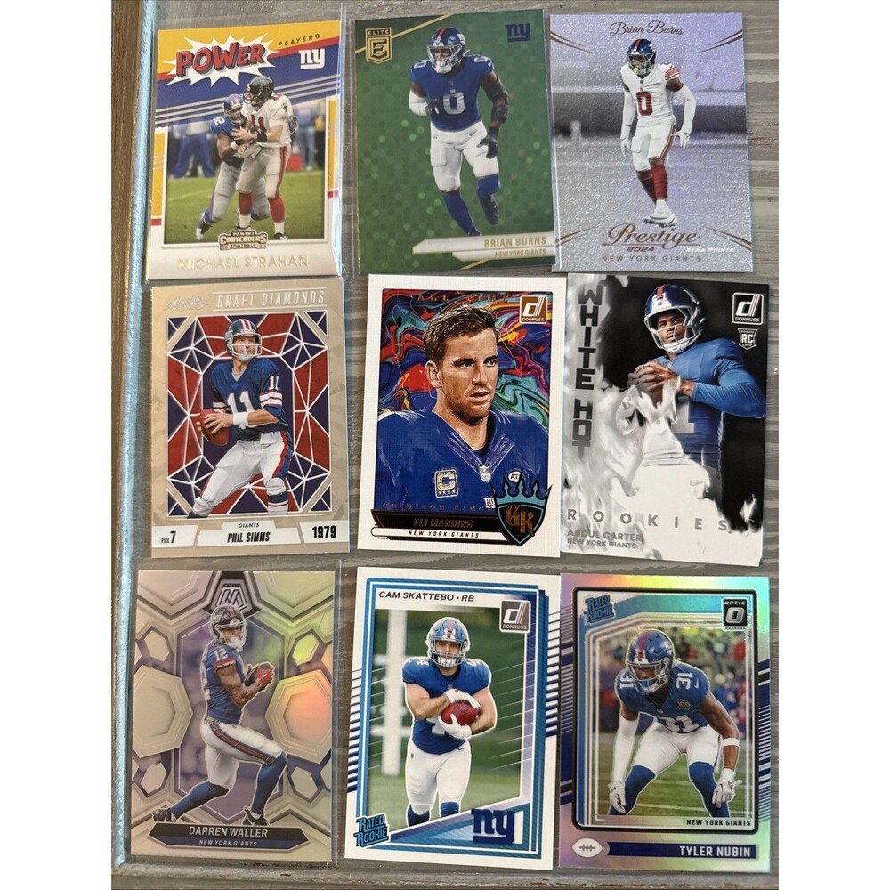 New York Giants Football Card Lot Bundle- Approx. 100 Cards With Inserts